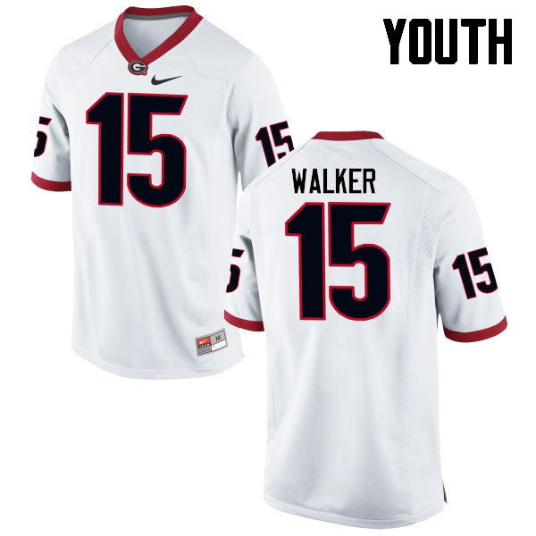 Youth Georgia Bulldogs #15 DAndre Walker College Football Jerseys-White - Click Image to Close